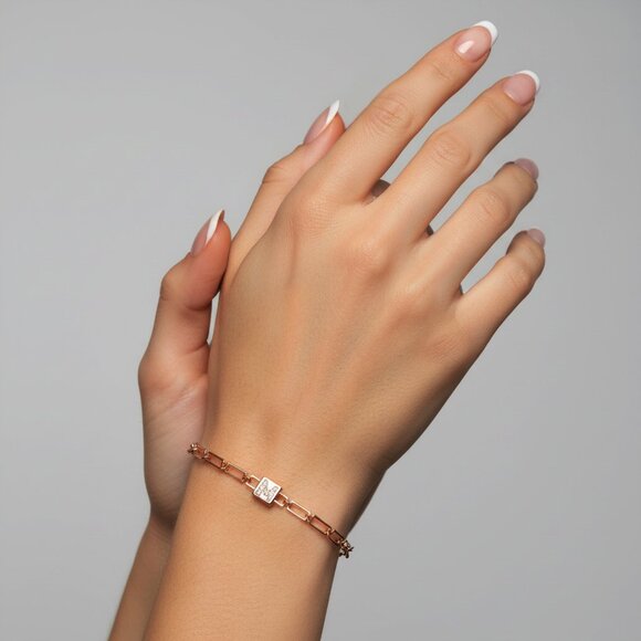 Emberglow Diamond 14K (or 18k upon request) Yellow Gold 4MM Chain Bracelet - Picture 3 of 4